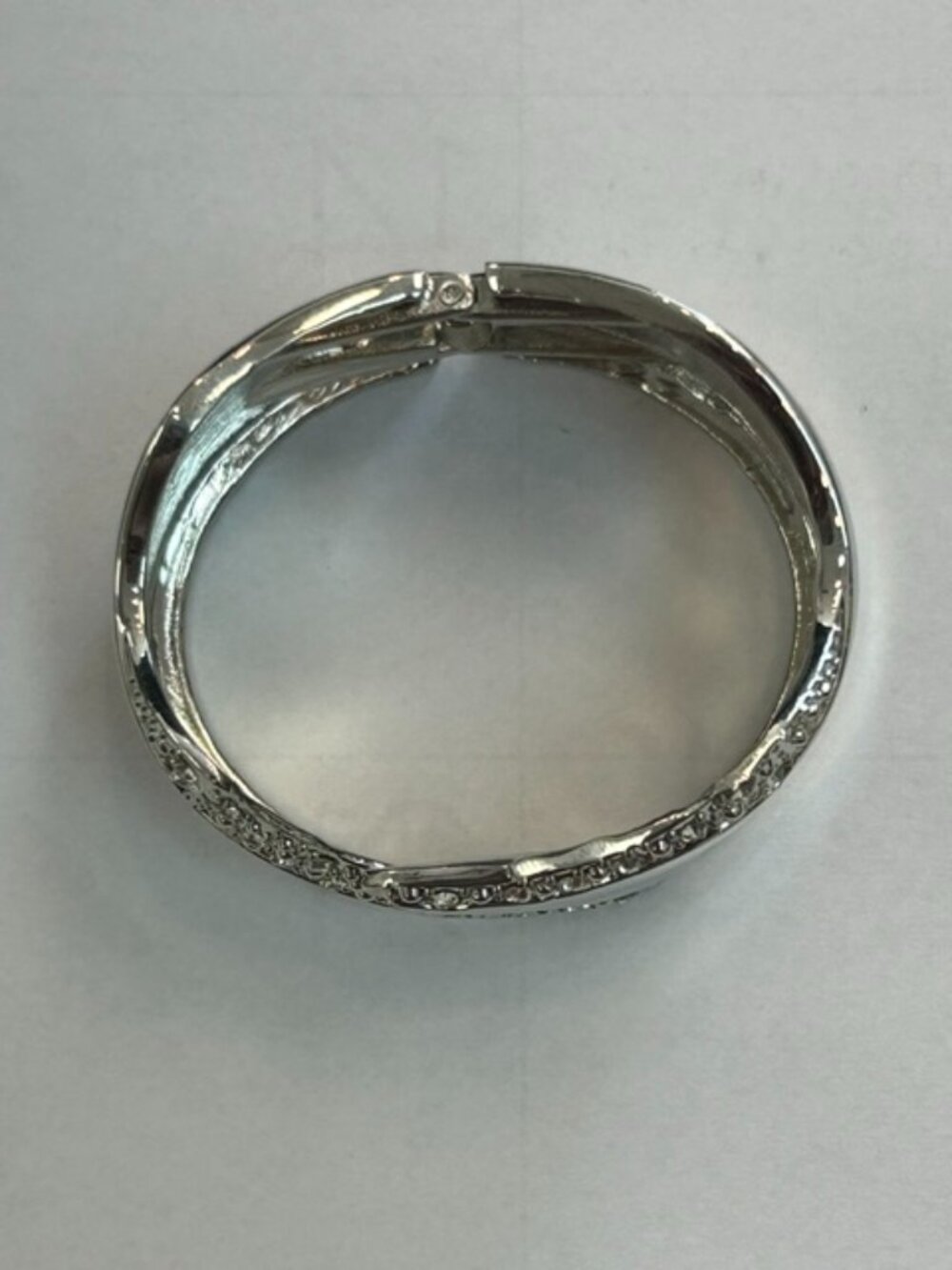 Silver Rhinestone Bangle Bracelet - Picture 3 of 4